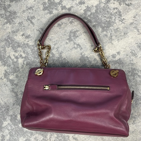 Tory Burch Priscilla Plum Leather Shoulder Bag Purse Envelope Flap - Picture 4 of 17